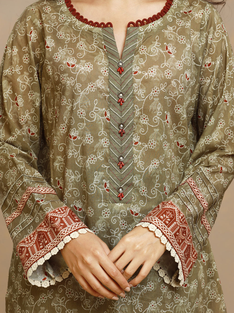 edenrobe Allure Lawn Unstitched Printed 3Pc Suit EWU24A1-29483