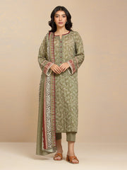 edenrobe Allure Lawn Unstitched Printed 3Pc Suit EWU24A1-29483