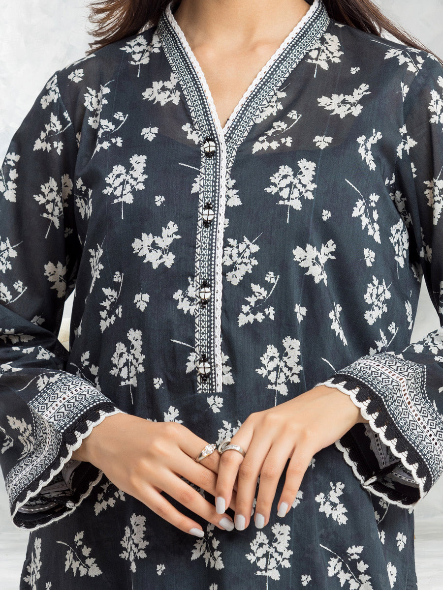 edenrobe Allure Lawn Unstitched Printed 3Pc Suit EWU24A1-29484