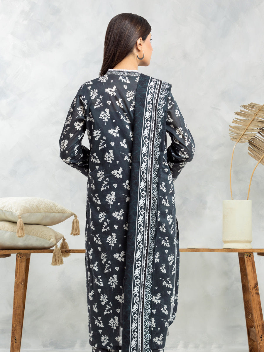 edenrobe Allure Lawn Unstitched Printed 3Pc Suit EWU24A1-29484