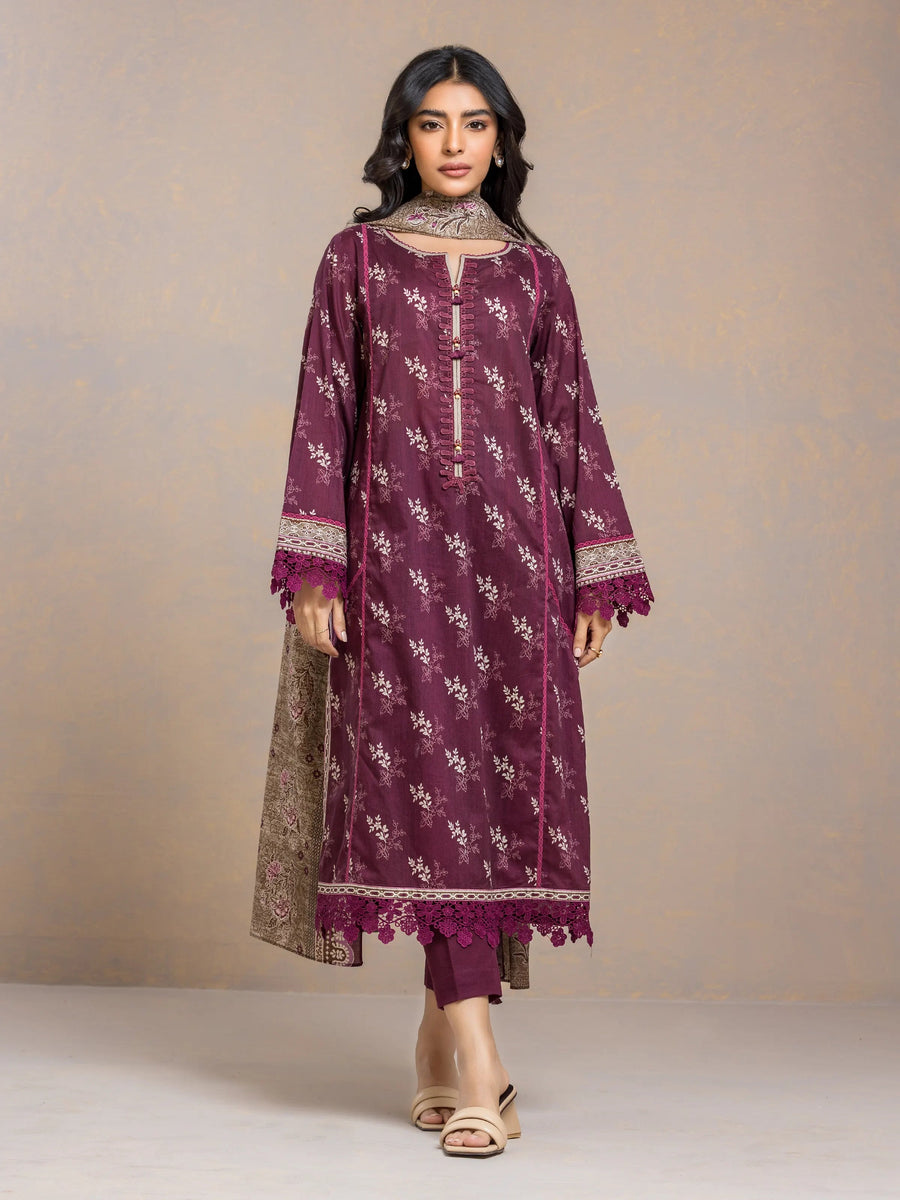 edenrobe Allure Cambric Unstitched Printed 3Pc Suit EWU24A2-27507