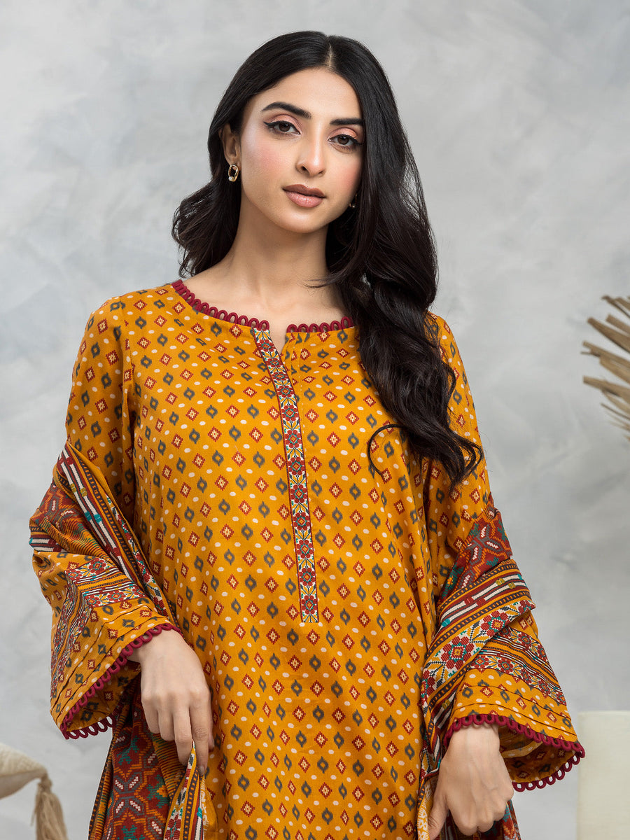 edenrobe Allure Cambric Unstitched Printed 3Pc Suit EWU24A2-28105