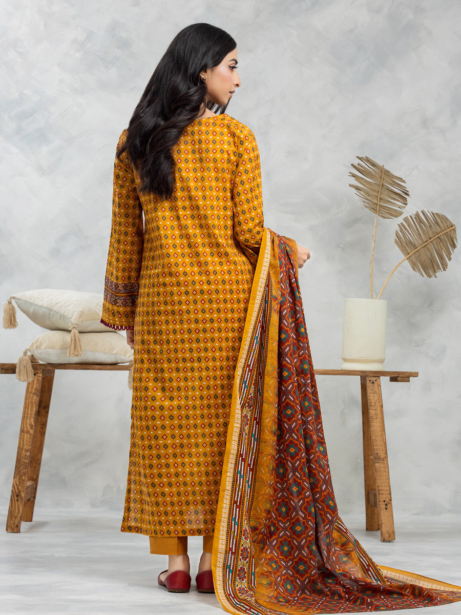 edenrobe Allure Cambric Unstitched Printed 3Pc Suit EWU24A2-28105