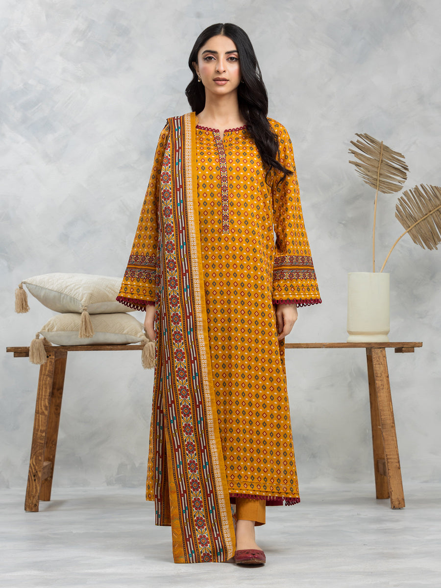 edenrobe Allure Cambric Unstitched Printed 3Pc Suit EWU24A2-28105
