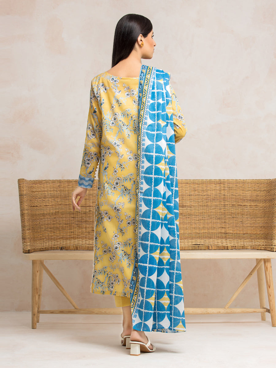 edenrobe Allure Cambric Unstitched Printed 3Pc Suit EWU24A2-28201
