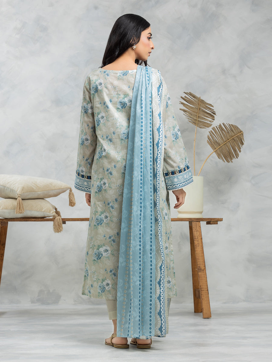 edenrobe Allure Cambric Unstitched Printed 3Pc Suit EWU24A2-28239
