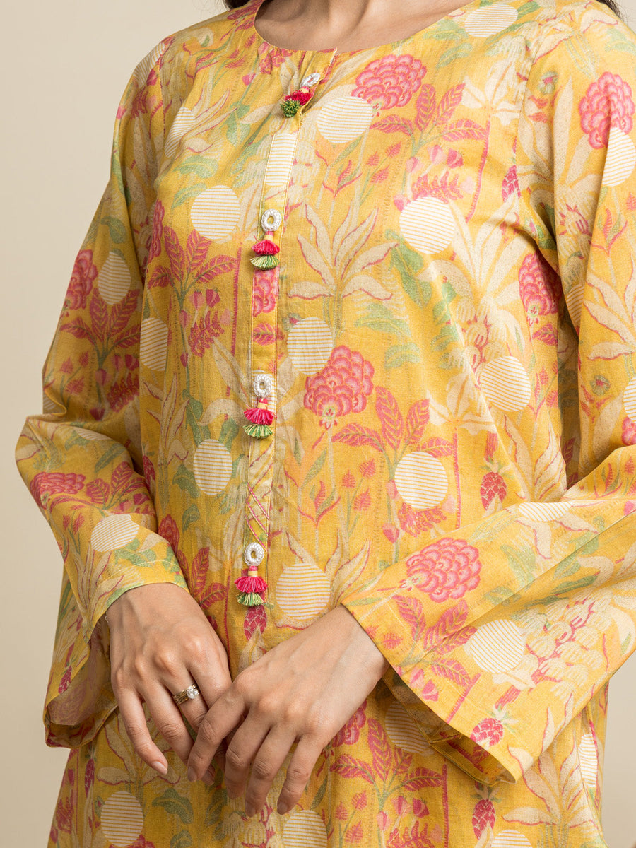 edenrobe Allure Cambric Unstitched Printed 3Pc Suit EWU24A2-28554