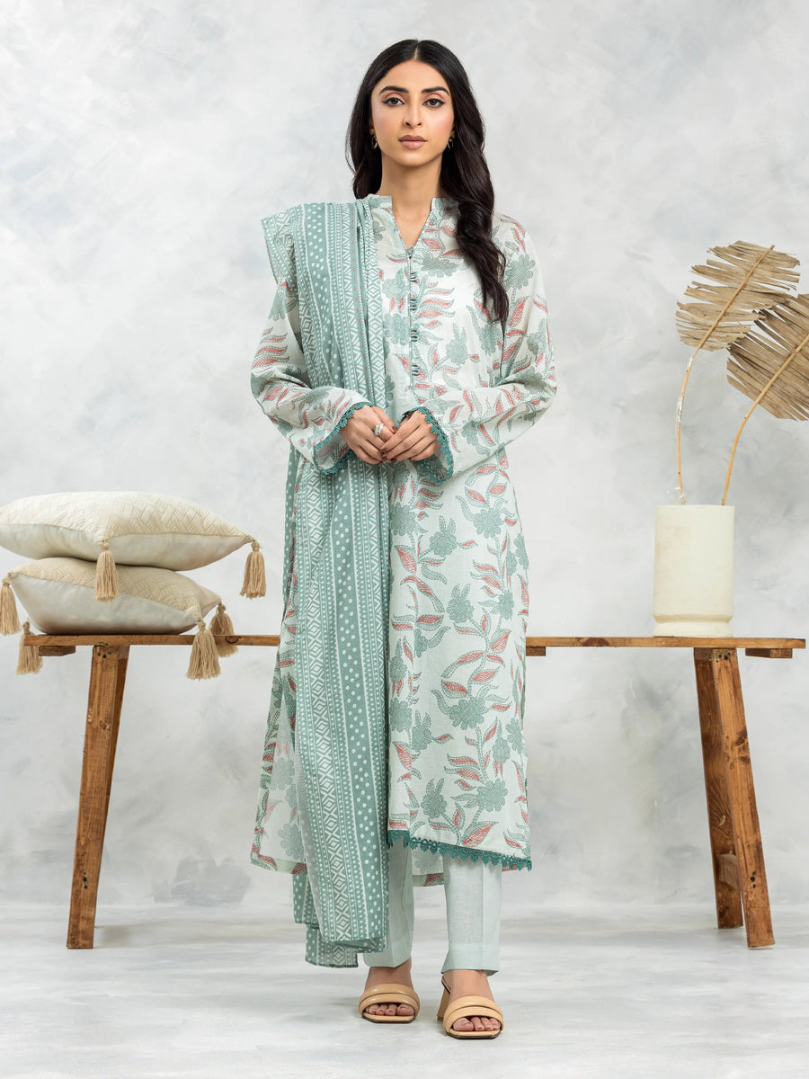 edenrobe Allure Cambric Unstitched Printed 3Pc Suit EWU24A2-29263