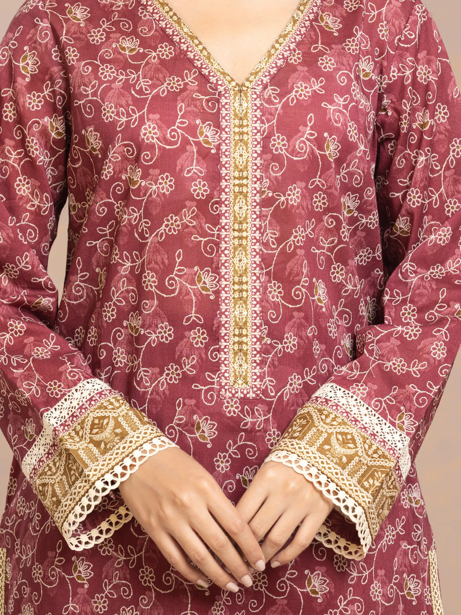 edenrobe Allure Cambric Unstitched Printed 3Pc Suit EWU24A2-29508