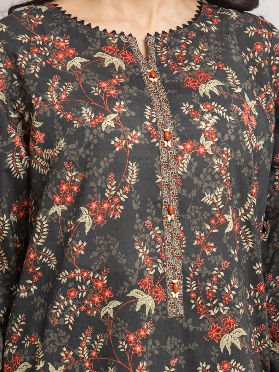 edenrobe Allure Cambric Unstitched Printed 3Pc Suit EWU24A2-29636