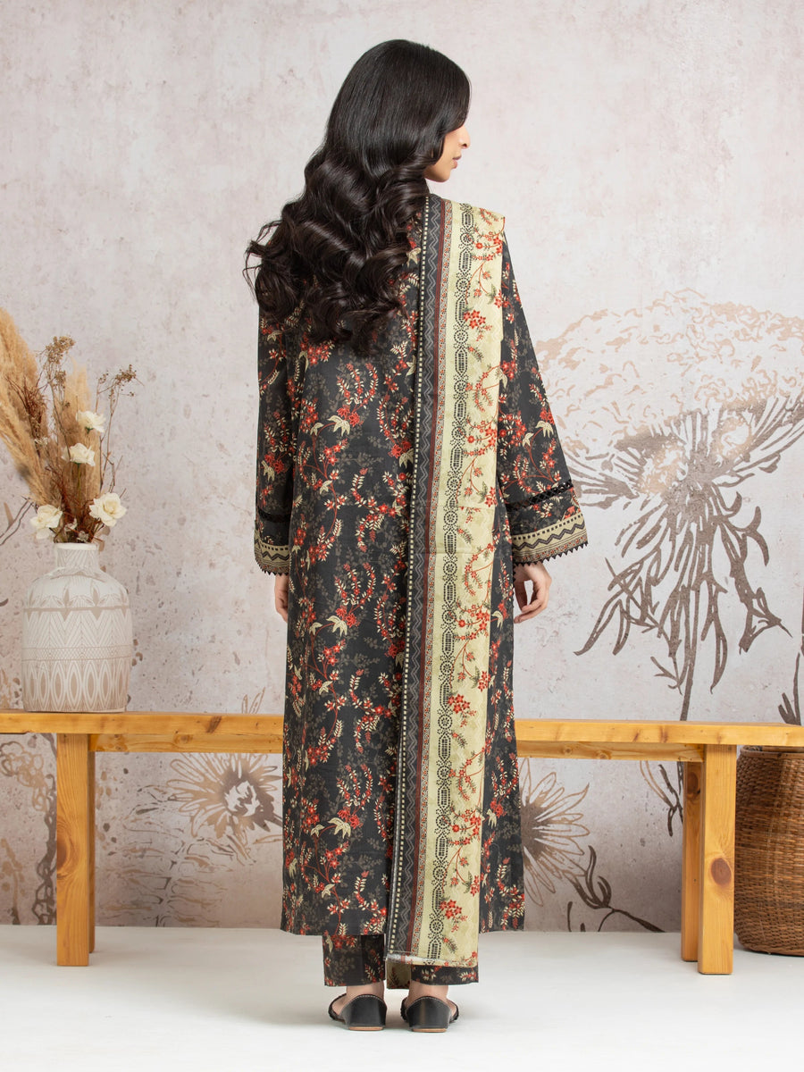 edenrobe Allure Cambric Unstitched Printed 3Pc Suit EWU24A2-29636