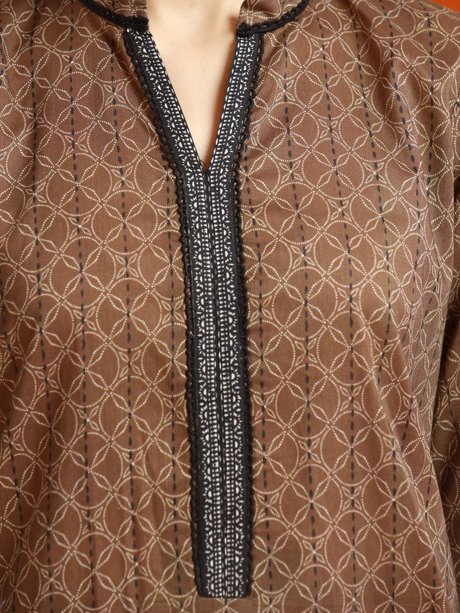 edenrobe Allure Khaddar Unstitched Printed 3Pc Suit EWU24A3-27024