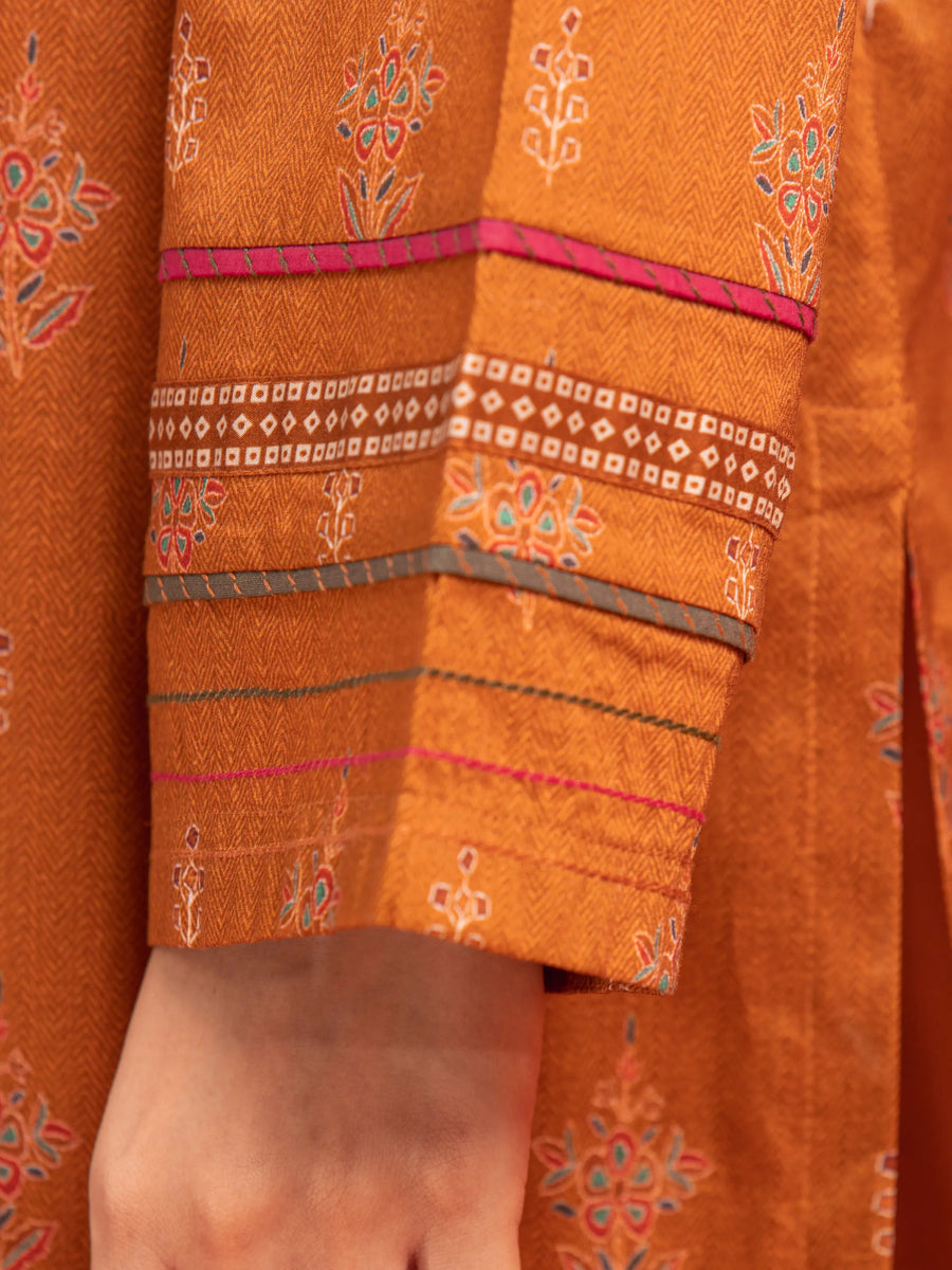 edenrobe Allure Khaddar Unstitched Printed 3Pc Suit EWU24A3-27042