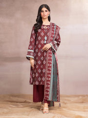 edenrobe Allure Khaddar Unstitched Printed 3Pc Suit EWU24A3-27095