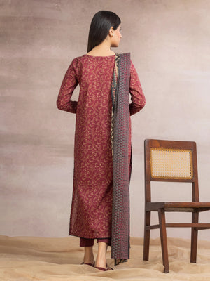 edenrobe Allure Khaddar Unstitched Printed 3Pc Suit EWU24A3-27154