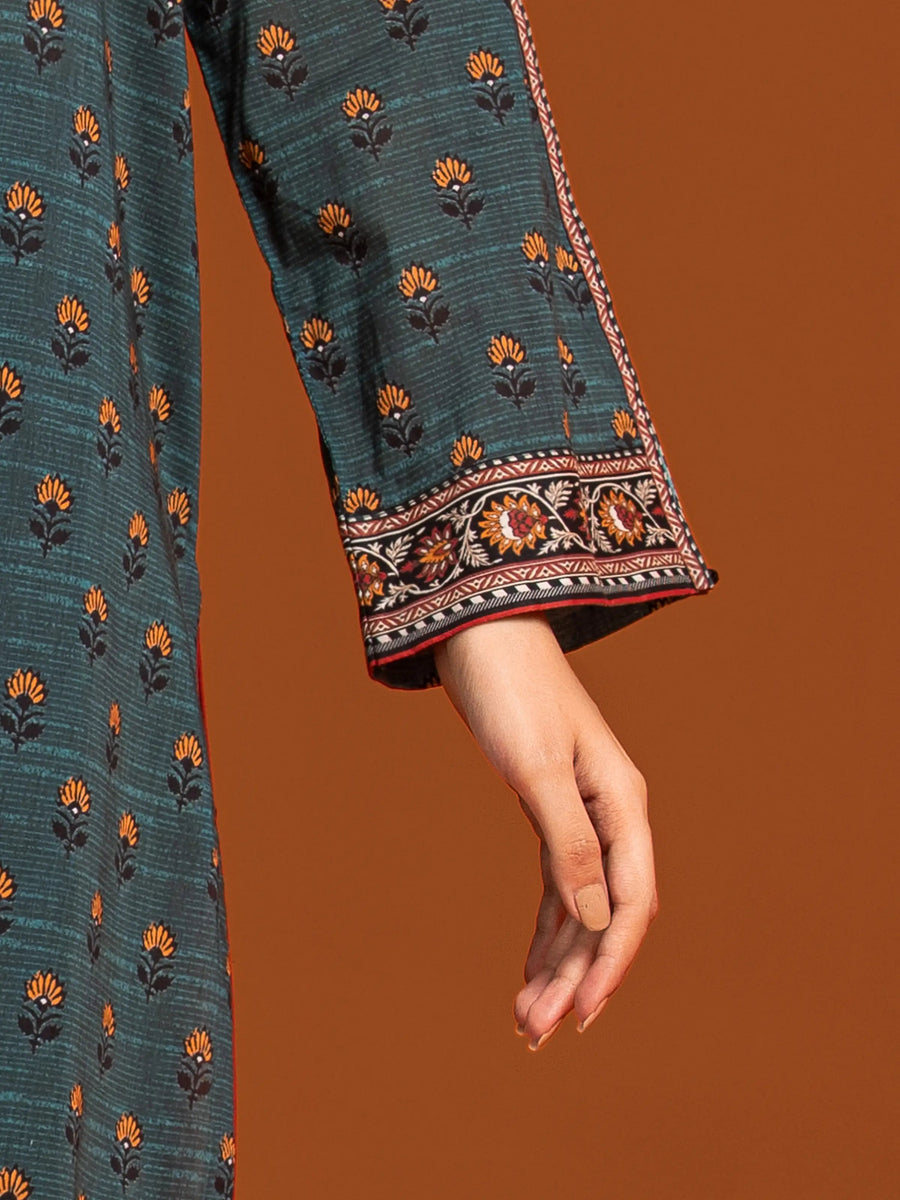edenrobe Allure Khaddar Unstitched Printed 3Pc Suit EWU24A3-27168