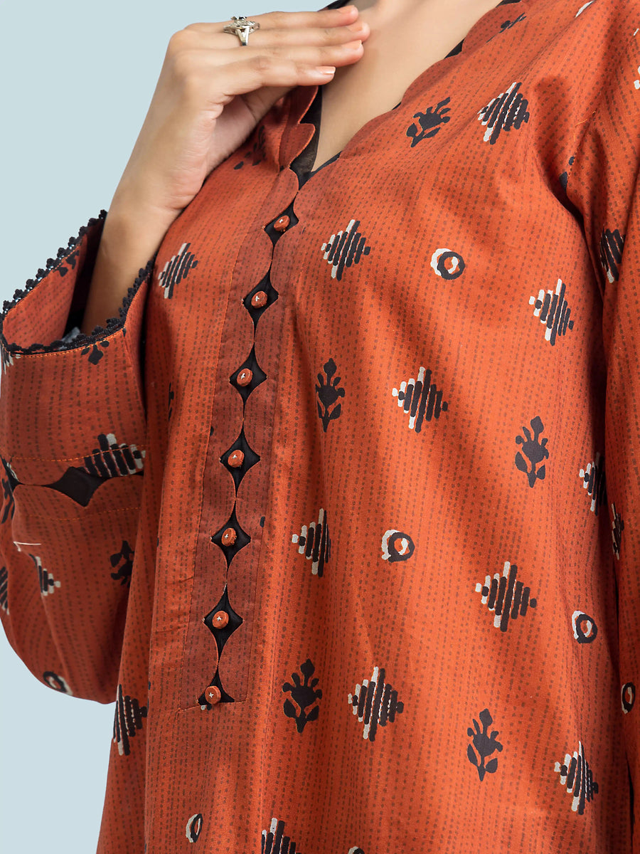 edenrobe Allure Khaddar Unstitched Printed 3Pc Suit EWU24A3-29579