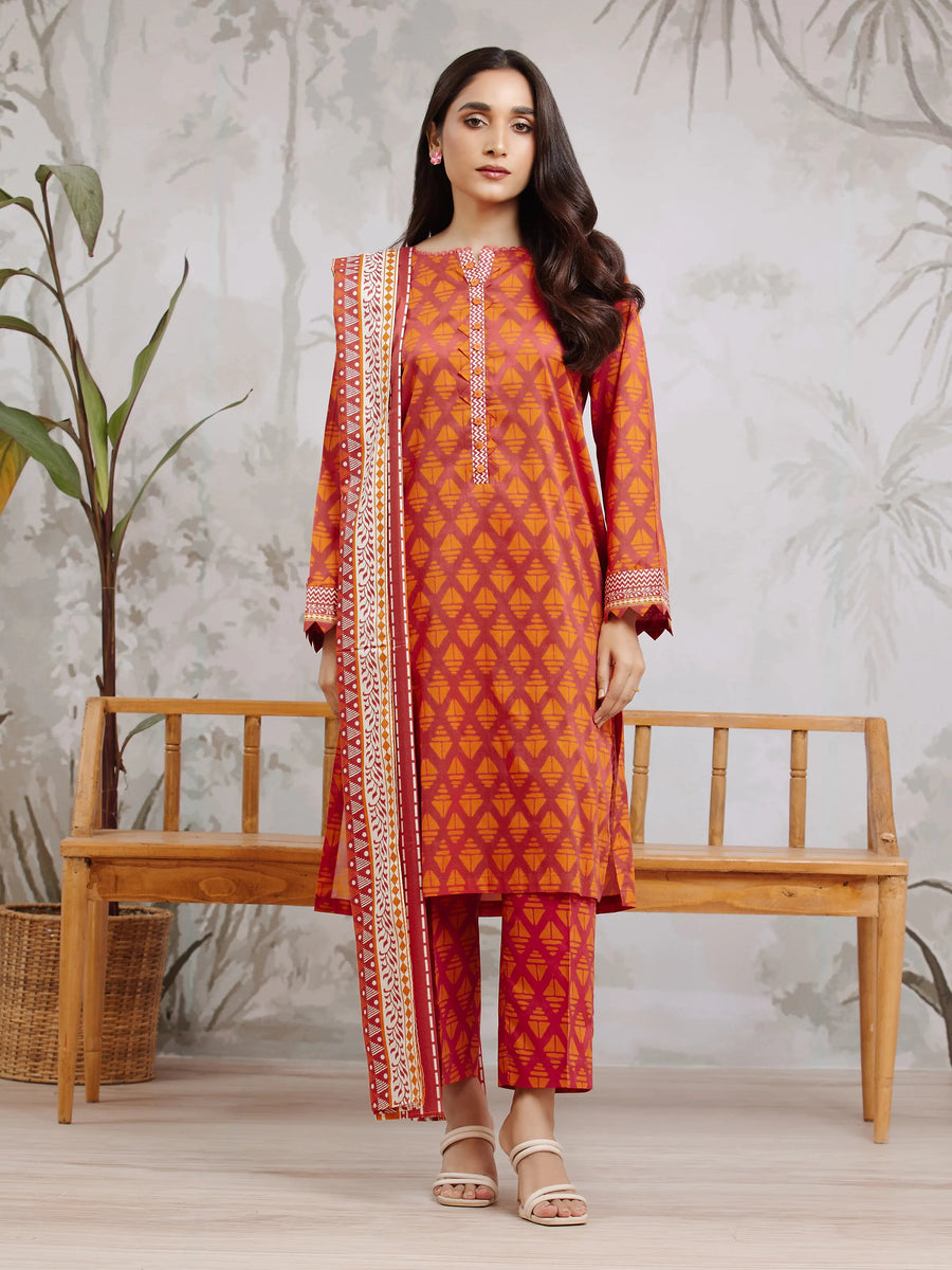 edenrobe Allure Khaddar Unstitched Printed 3Pc Suit EWU24A3-29587
