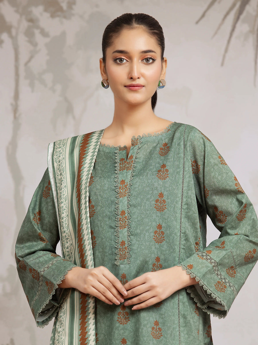 edenrobe Allure Khaddar Unstitched Printed 3Pc Suit EWU24A3-29600