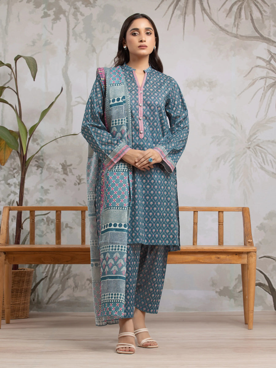 edenrobe Allure Khaddar Unstitched Printed 3Pc Suit EWU24A3-29604