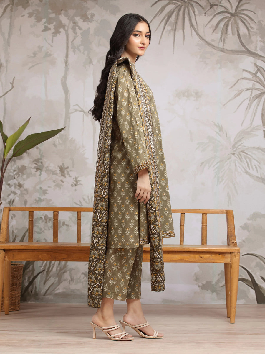 edenrobe Allure Khaddar Unstitched Printed 3Pc Suit EWU24A3-29608
