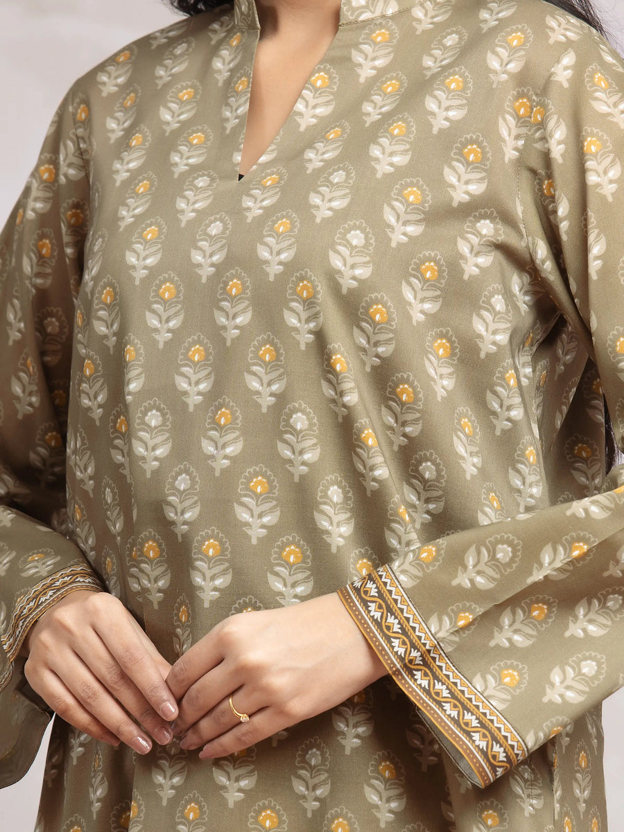 edenrobe Allure Khaddar Unstitched Printed 3Pc Suit EWU24A3-29608