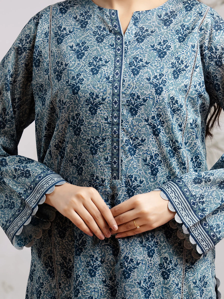 edenrobe Allure Khaddar Unstitched Printed 3Pc Suit EWU24A3-29609