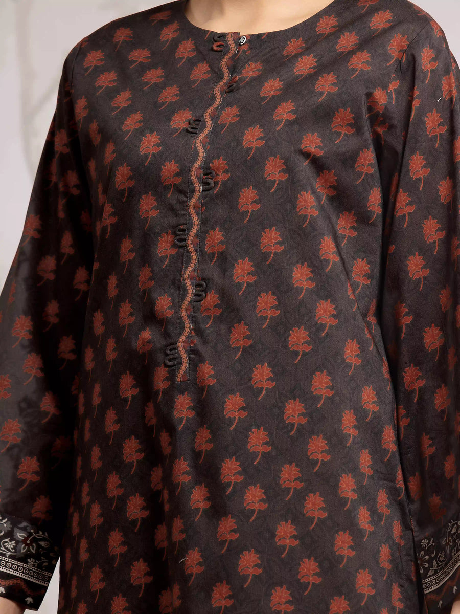 edenrobe Allure Khaddar Unstitched Printed 3Pc Suit EWU24A3-29616