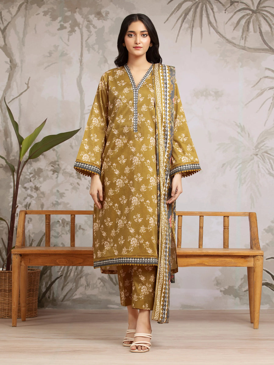 edenrobe Allure Khaddar Unstitched Printed 3Pc Suit EWU24A3-29622