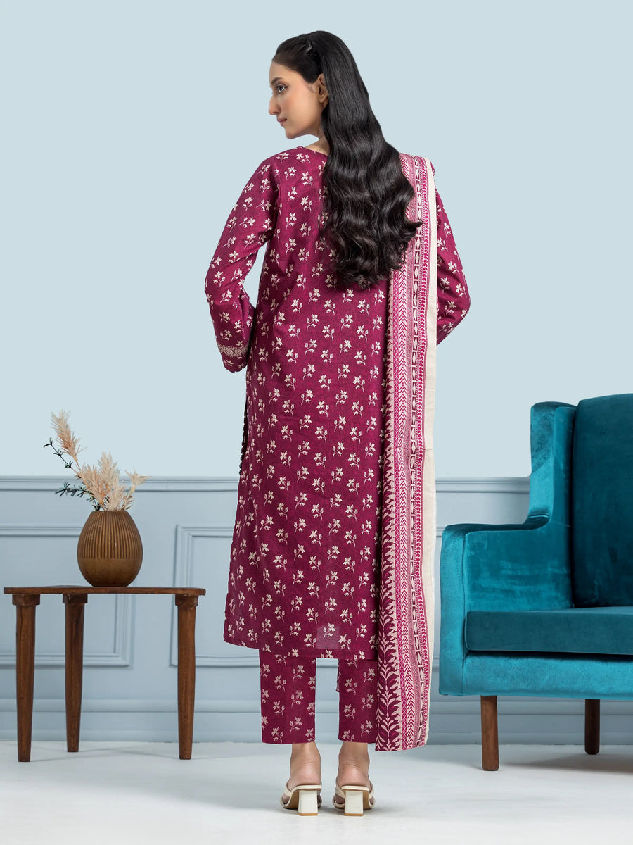 edenrobe Allure Khaddar Unstitched Printed 3Pc Suit EWU24A3-29647