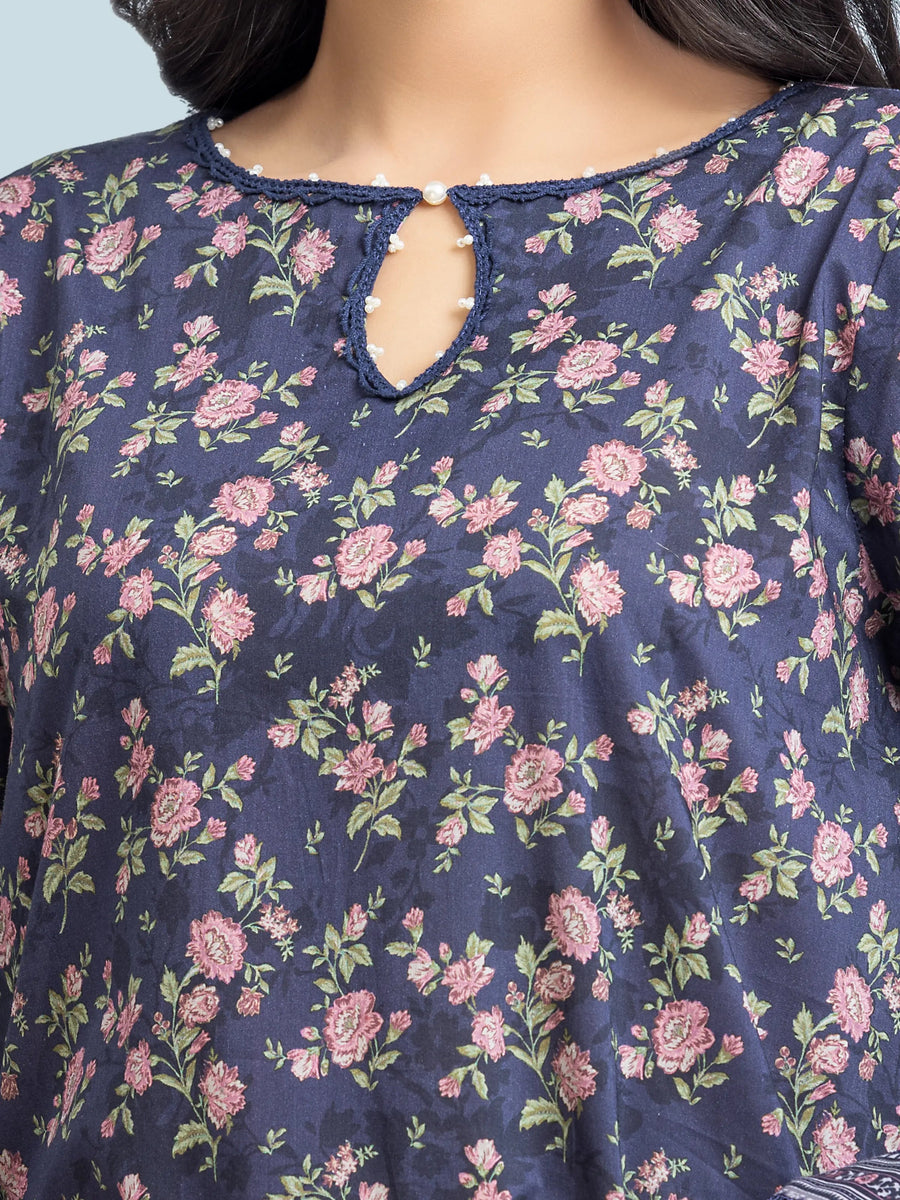edenrobe Allure Khaddar Unstitched Printed 3Pc Suit EWU24A3-29650