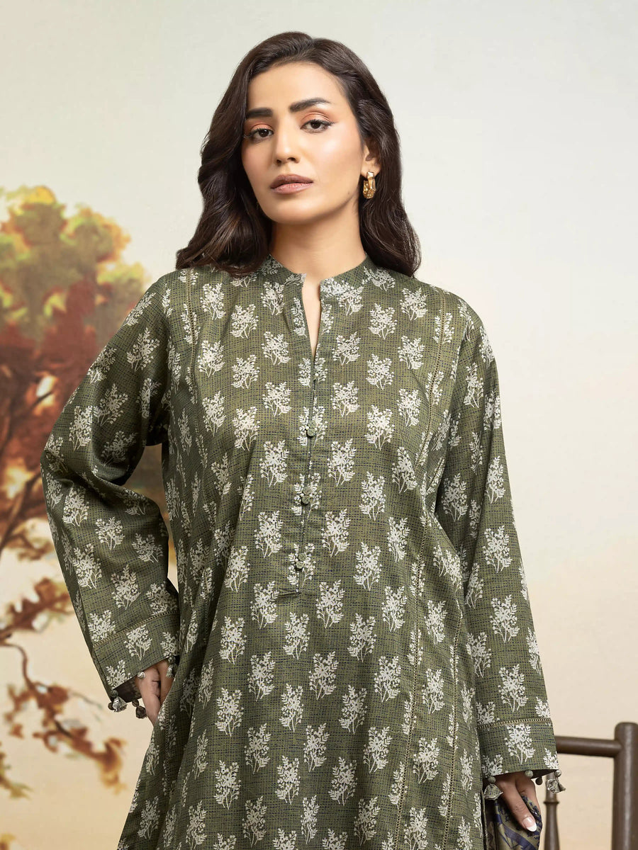edenrobe Allure Khaddar Unstitched Printed 3Pc Suit EWU24A3-29821
