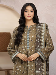 edenrobe Allure Khaddar Unstitched Printed 3Pc Suit EWU24A3-29832