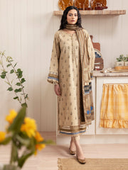edenrobe Block Print Cambric Unstitched 3Pc Suit EWU24M1-049