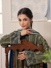 edenrobe Block Print Cambric Unstitched 3Pc Suit EWU24M1-056