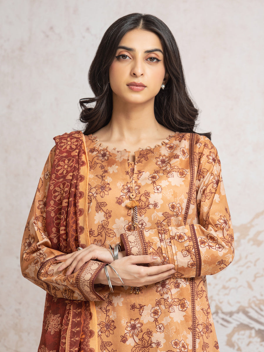 edenrobe Merak Cambric Unstitched Printed 3Pc Suit EWU24M2-001