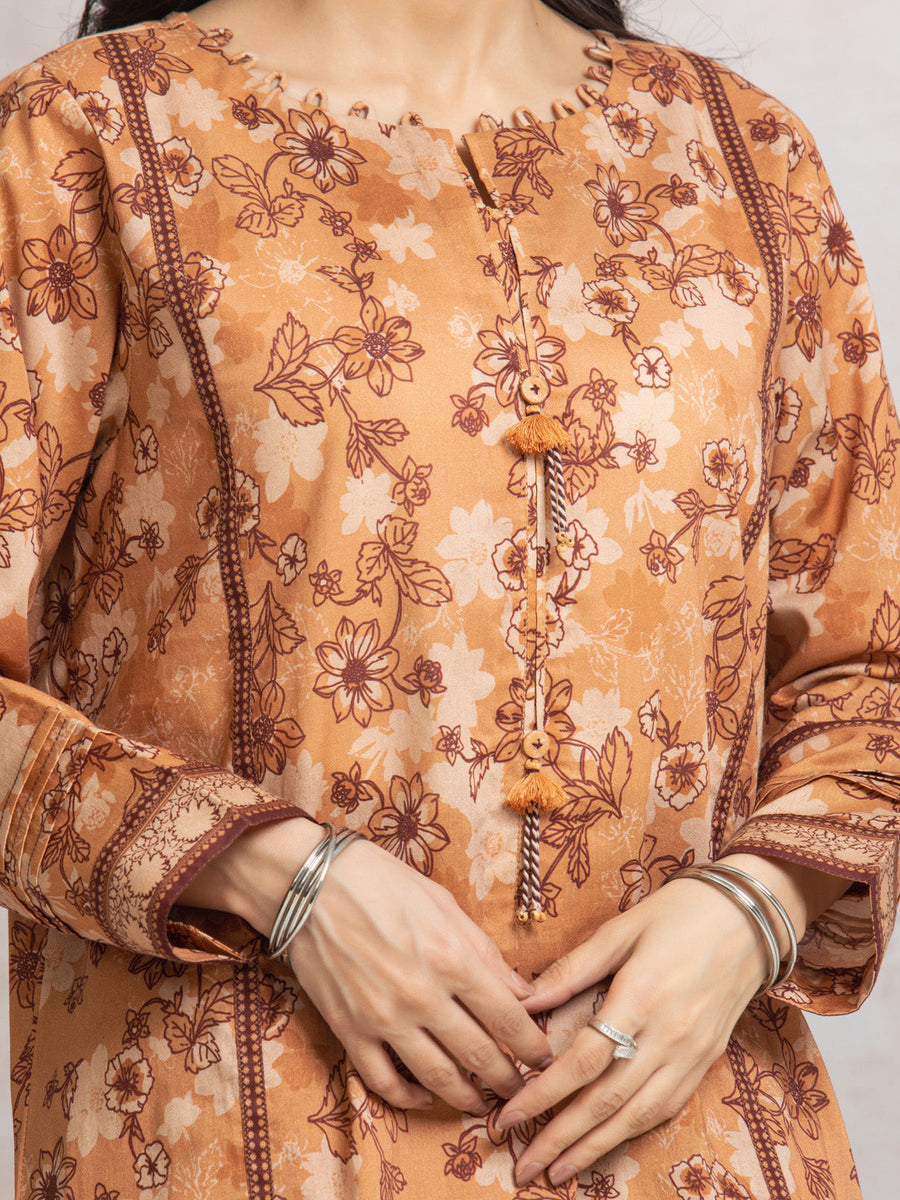 edenrobe Merak Cambric Unstitched Printed 3Pc Suit EWU24M2-001
