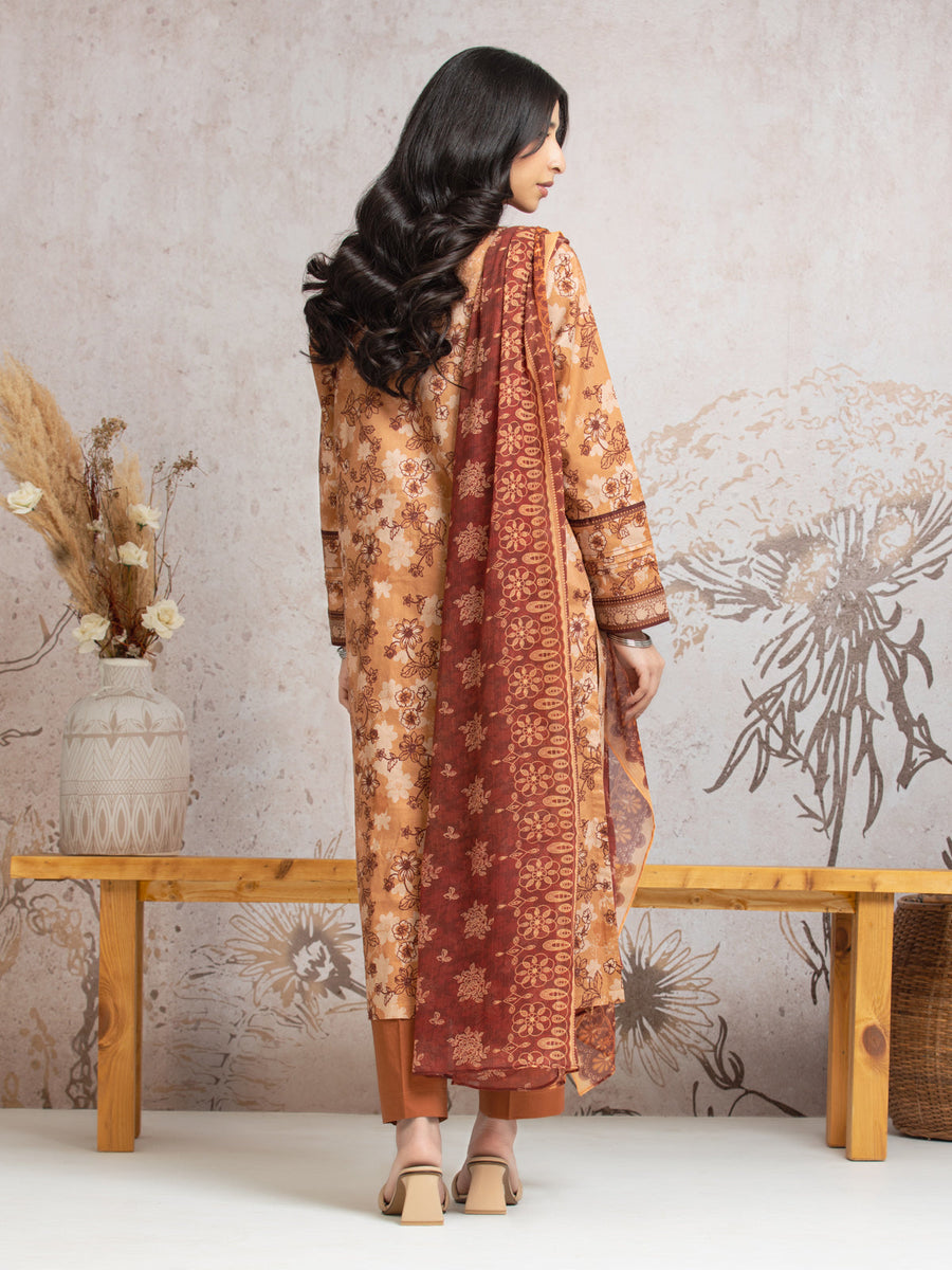 edenrobe Merak Cambric Unstitched Printed 3Pc Suit EWU24M2-001
