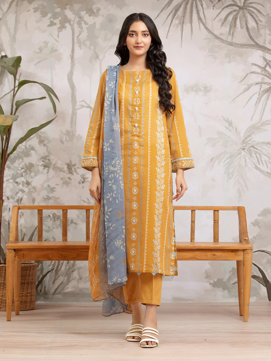 edenrobe Merak Khaddar Unstitched Printed 3Pc Suit EWU24M2-172
