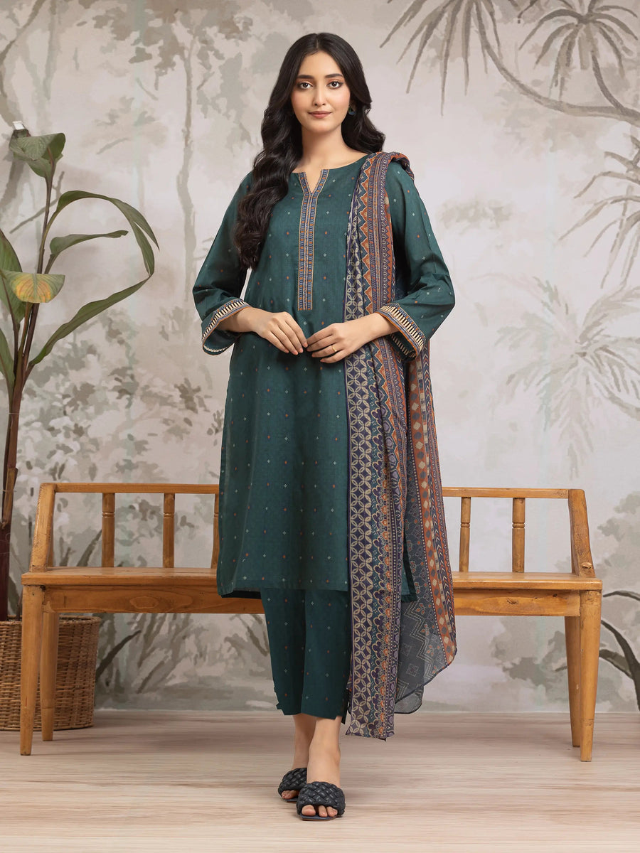 edenrobe Merak Khaddar Unstitched Printed 3Pc Suit EWU24M2-176