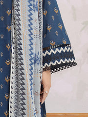edenrobe Merak Khaddar Unstitched Printed 3Pc Suit EWU24M2-196