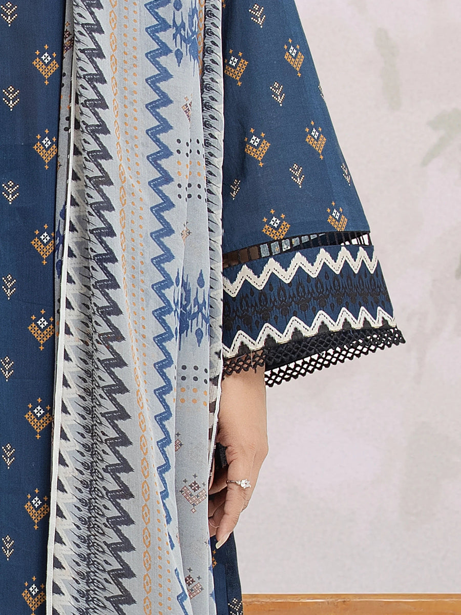 edenrobe Merak Khaddar Unstitched Printed 3Pc Suit EWU24M2-196