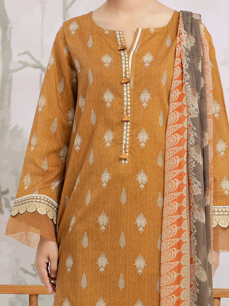 edenrobe Merak Khaddar Unstitched Printed 3Pc Suit EWU24M2-198
