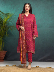 edenrobe Merak Khaddar Unstitched Printed 3Pc Suit EWU24M3-079