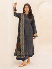 edenrobe Merak Khaddar Unstitched Printed 3Pc Suit EWU24M3-084