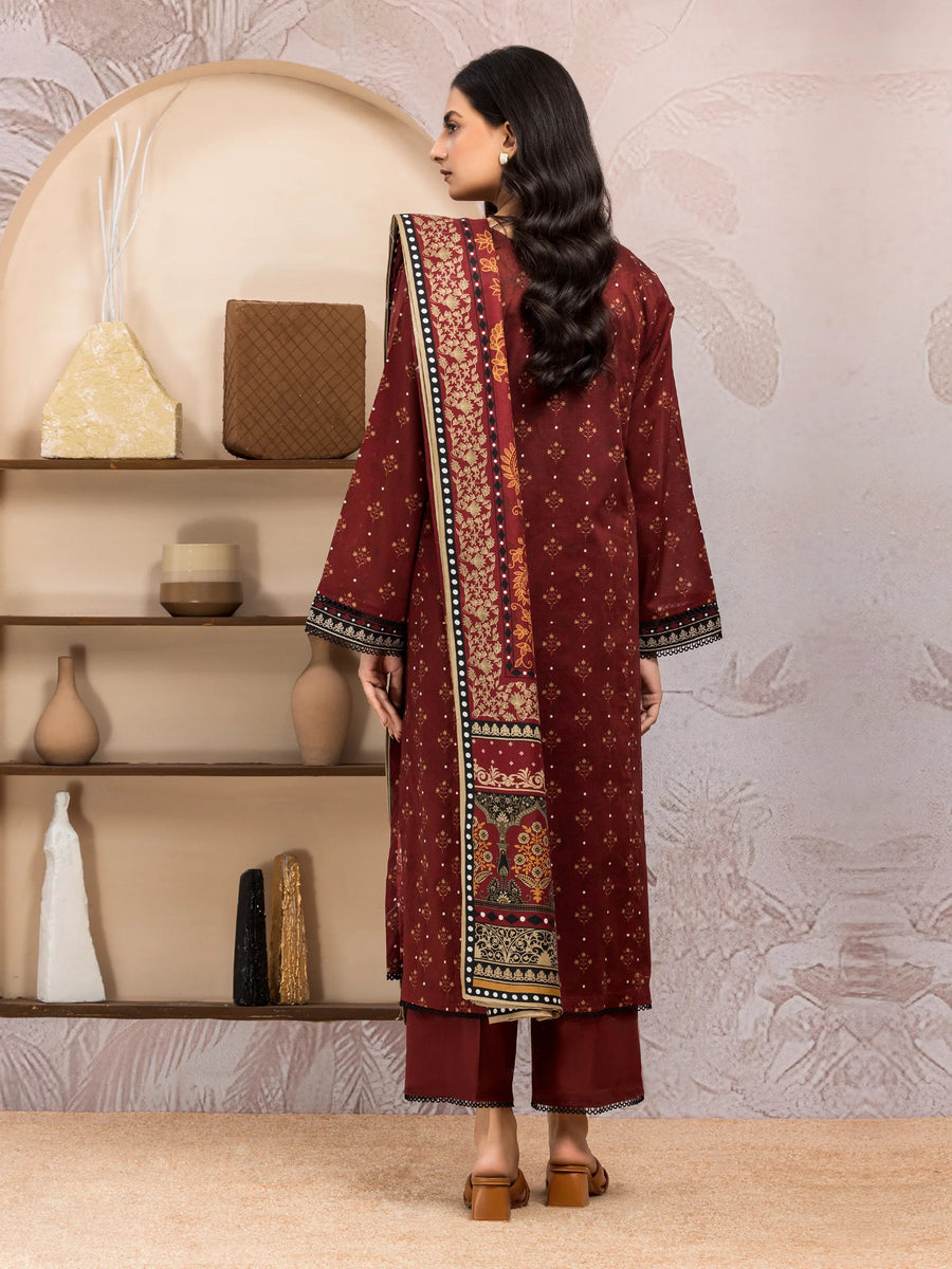 edenrobe Merak Khaddar Unstitched Printed 3Pc Suit EWU24M3-097