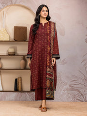 edenrobe Merak Khaddar Unstitched Printed 3Pc Suit EWU24M3-097