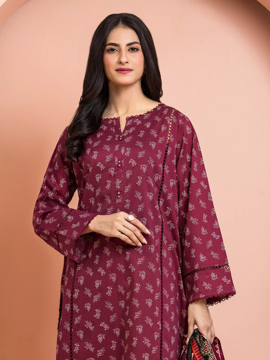 edenrobe Merak Khaddar Unstitched Printed 3Pc Suit EWU24M3-113