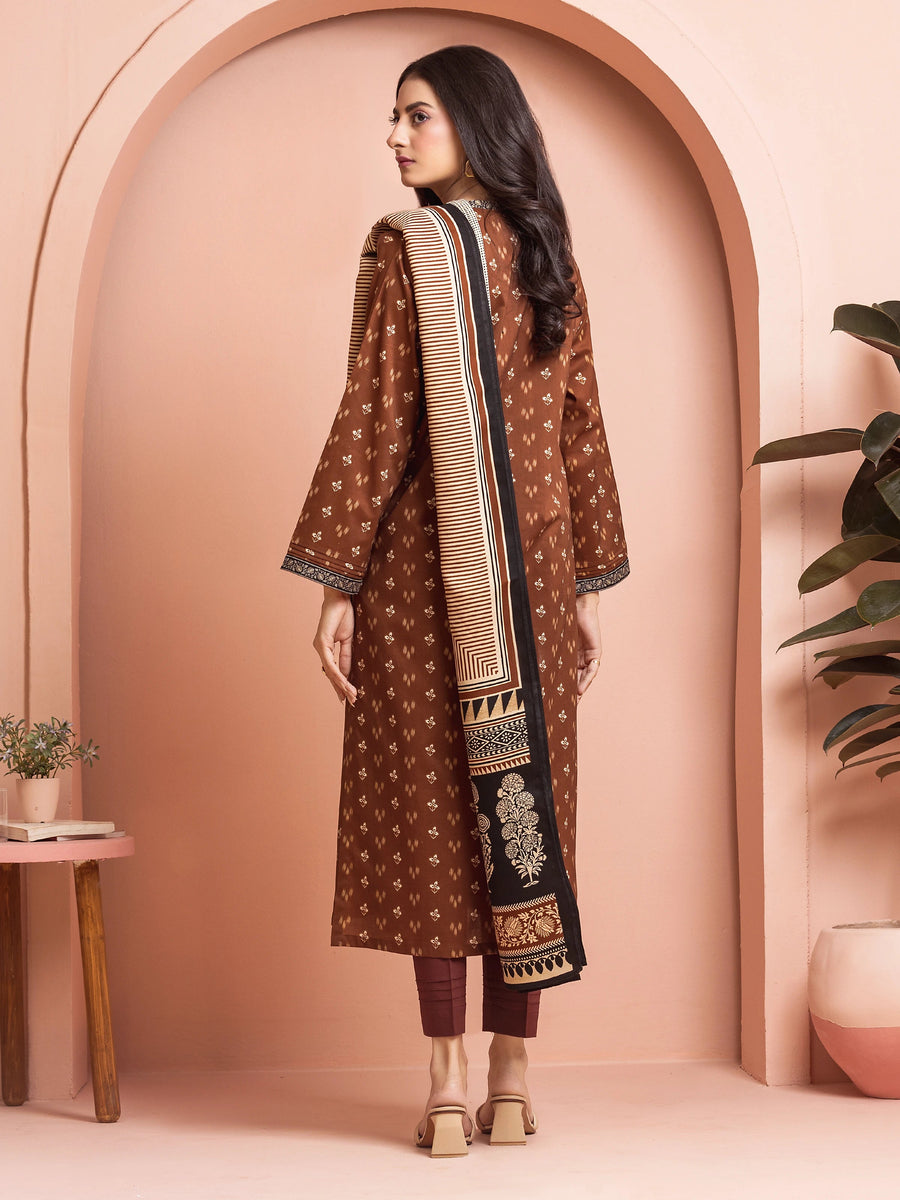 edenrobe Merak Khaddar Unstitched Printed 3Pc Suit EWU24M3-115