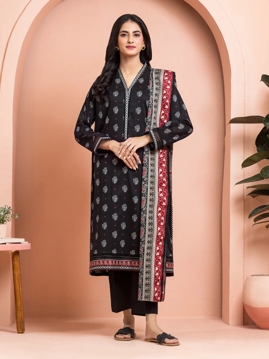 edenrobe Merak Khaddar Unstitched Printed 3Pc Suit EWU24M3-120